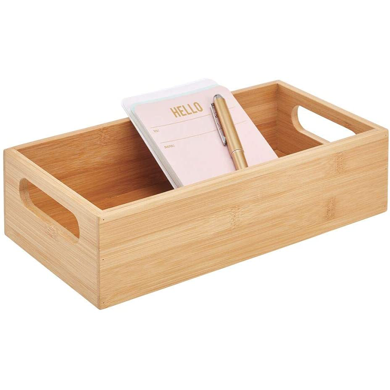 Bamboo Storage Bin with Handles Multifunctional and Customer Logo Storage Solution