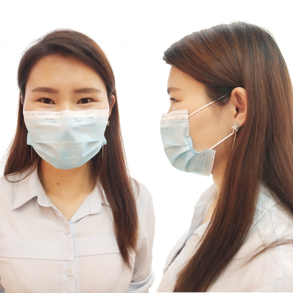 Soft Face Cover Blue Non Woven Disposable Face Masks 50pcs 3 Ply With Elastic Earloop