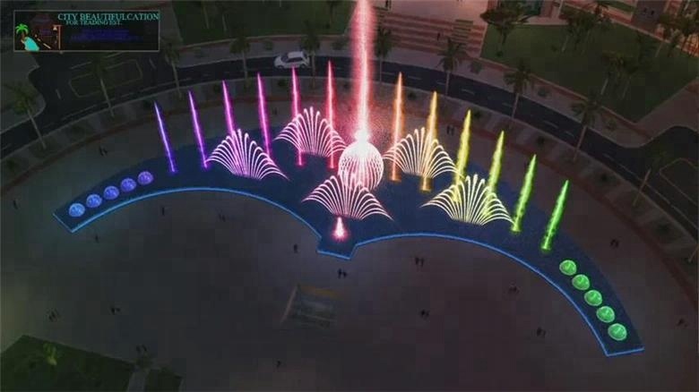 Full color LED lighted music fountain with sound system