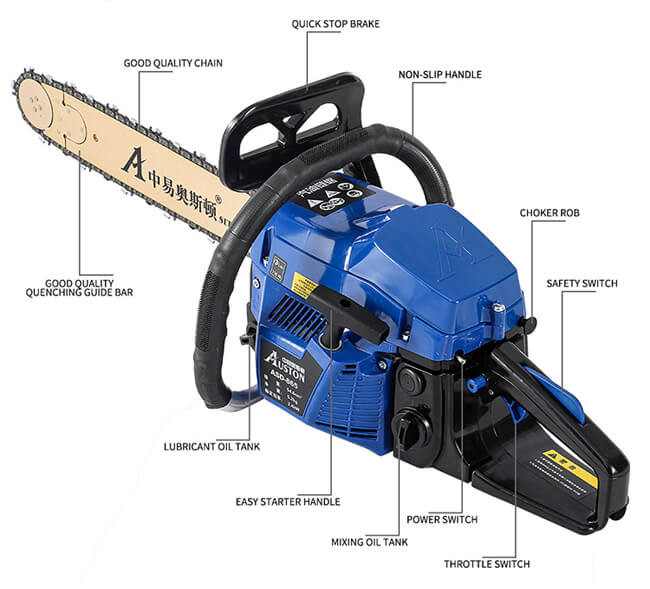 20 Inch Petrol Chain Saw 54.6CC Chinese Gas Powered Chainsaw 2.5KW