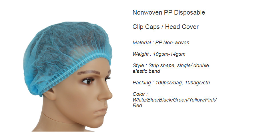 Blue Disposable Non Woven Cap , Bouffant Hair Nets For Food Processing