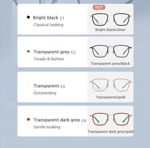 Men'S Black Acetate Glasses Optical Titanium Simple Design OEM