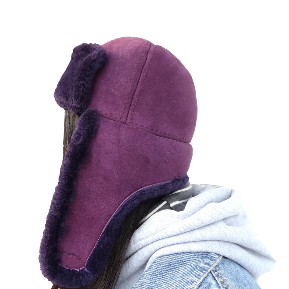 Fashion Real Genuine Leather Hats , Leather Bomber Hat Custom Size