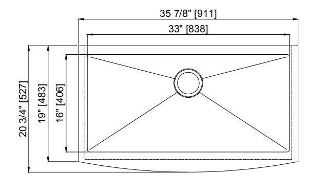 Handmake 36'' Apron Stainless Steel Kitchen Sink Brushed