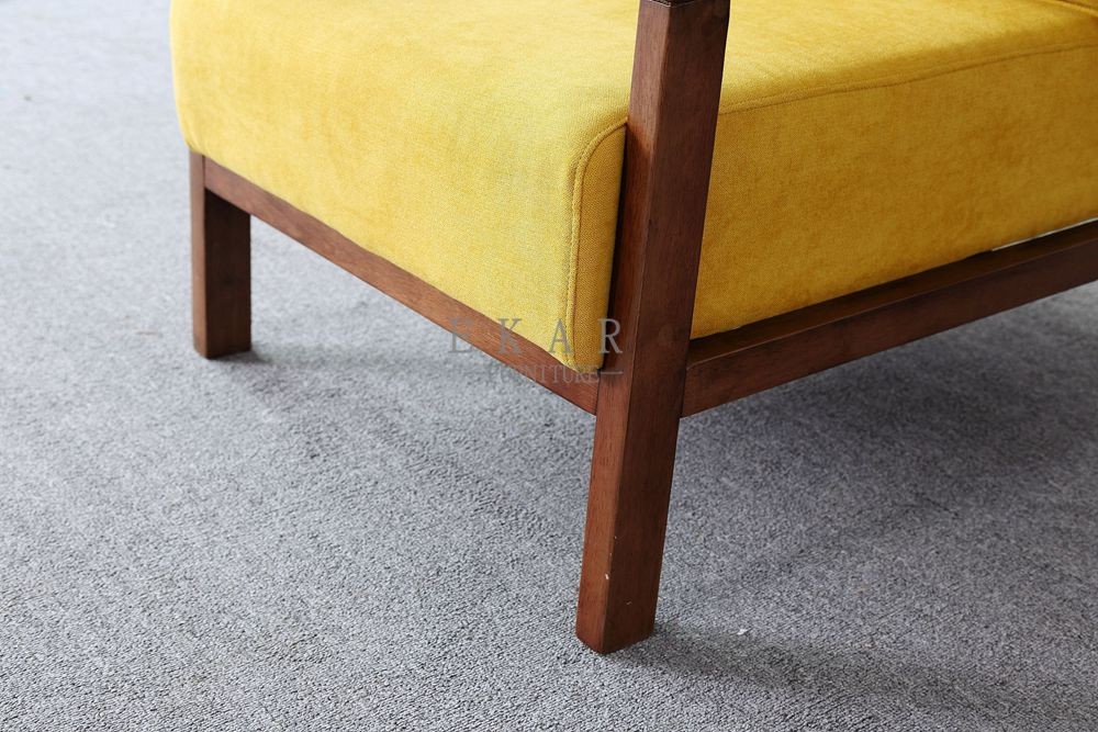Solid Wood Frame Wooden Fabric Leisure Chair