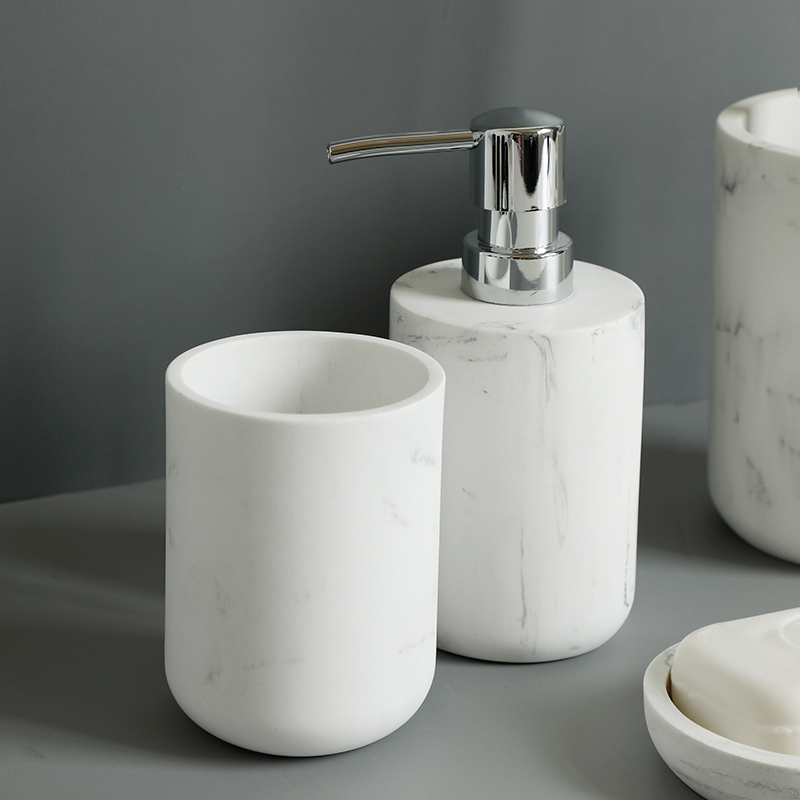 OEM Marble Ceramic Bathroom Soap Dispenser Set 5 Piece For Shower Room