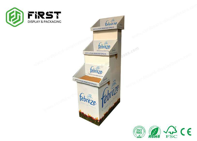 Custom Matte Printed Foldable Corrugated Paper Floor Display Shelf For Retail Promotion