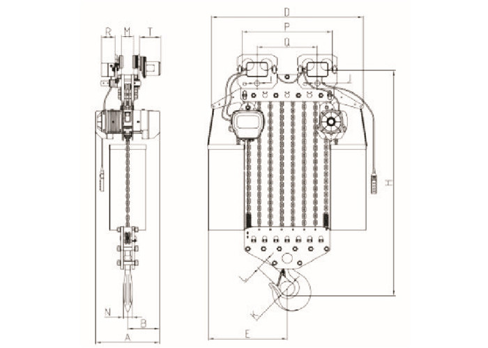 Standard Headroom Motorized Electric Chain Hoist With Trolley With Double Brake System