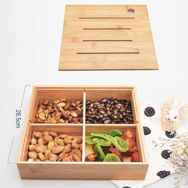 Square Removable Lidded Wooden Box For Dry Fruit Storage 41*31*24cm