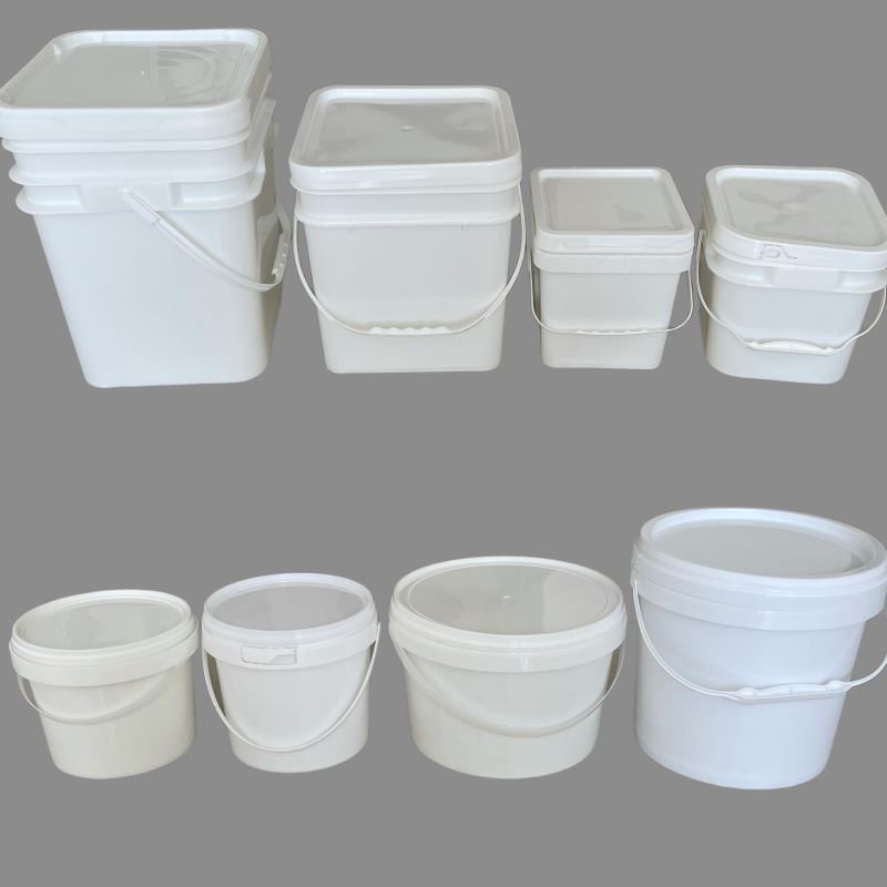 500ml 1L 2L 3L 5L White Plastic Drum Food Grade Square Buckets Silk Screen Heat Transfer