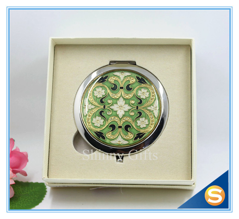 Shinny Gifts Promotion Gift Folding Custom Printed Metal Compact Mirror