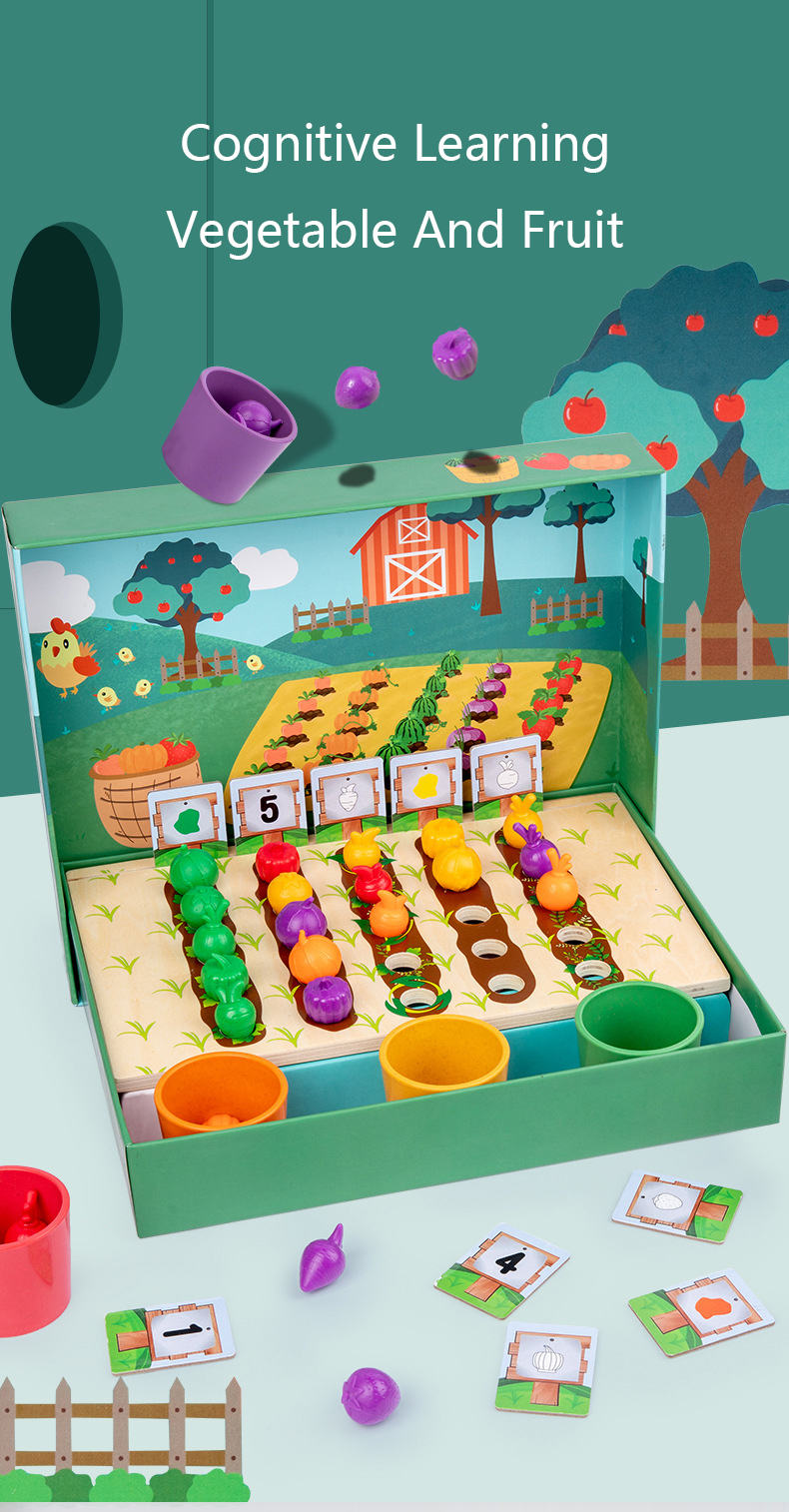 Simulate Farm Kids Wooden Toys Fruits Vegetables Harvest Grow Toys