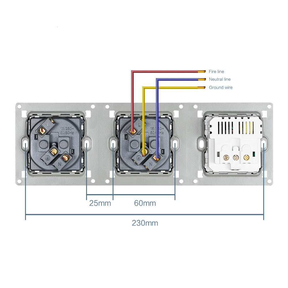 Wall 3 frame power socket eu grounded electrical plug,socket with usb PC panel 258mm*86mm white/black/gold
