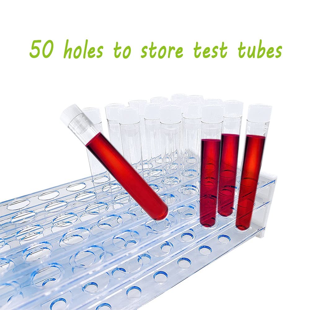 Plastic Test Tubes With Rack,16 X 100mm Tube With Caps Tubes Rack,Test Tube Set For Scientific Experiments