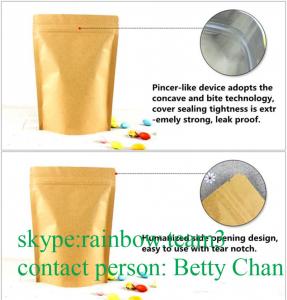 Promotions Brown Kraft Paper Bags With Window / Doypack Heat Sealable Tea Bags