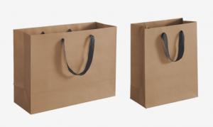 China Recycled Custom Kraft Paper Bags Ribbon Handle For Shopping on sale