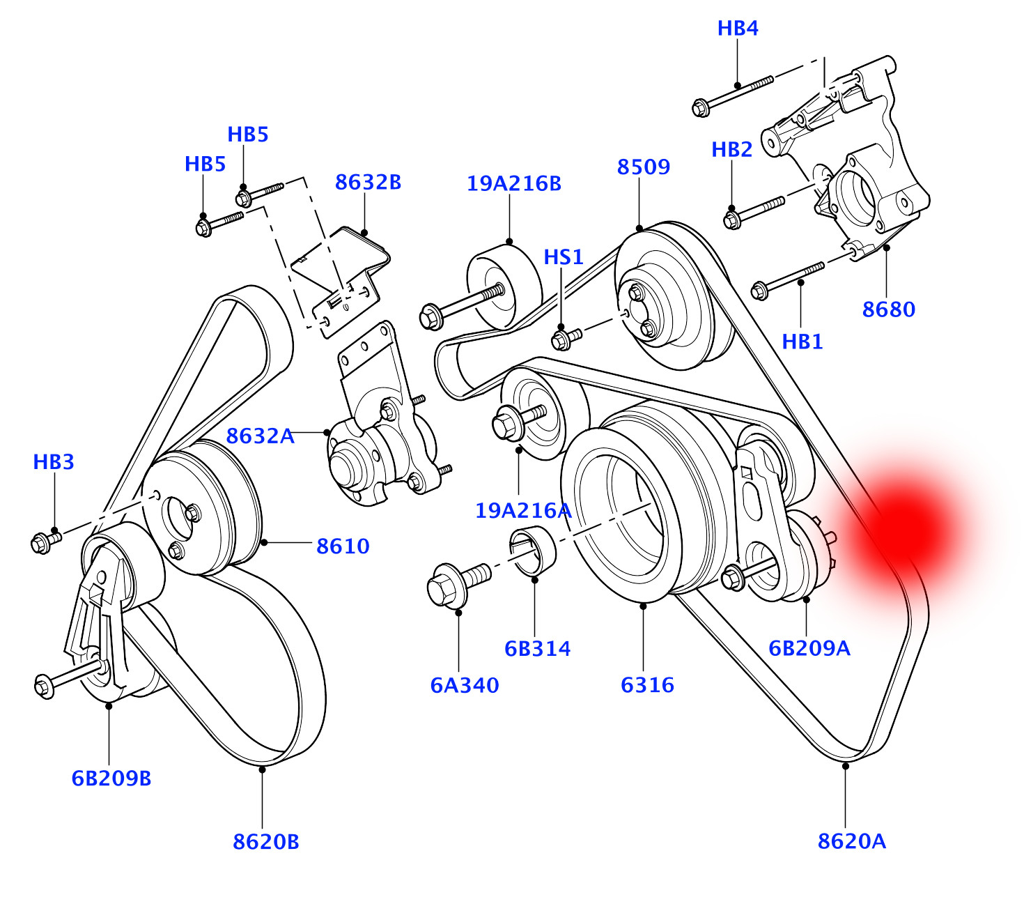 PQG500030 AJ88003 C2S11662 Automotive Belt Tensioner For JAGUAR S-TYPEII X200 4.0 V8