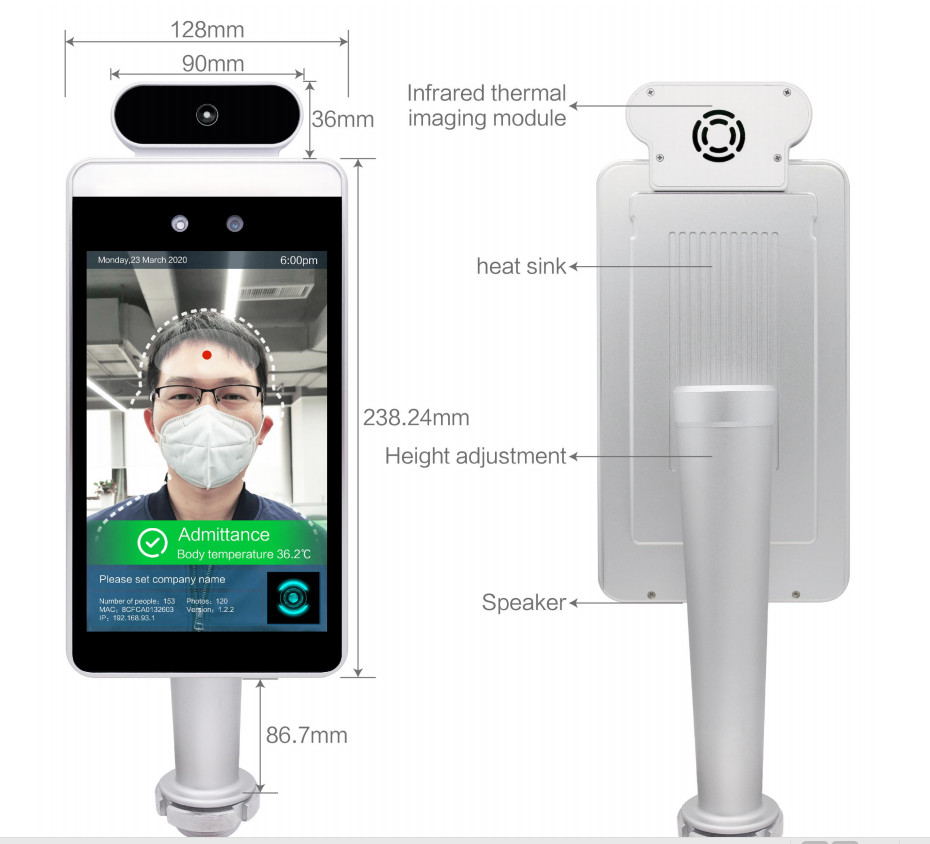 RFID Card Reader biometric face recognition Automatic Thermal Temp Measurement Access system face recognition terminal