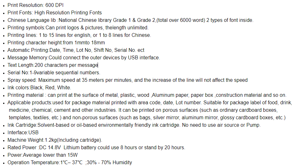 Date Coder Handheld Inkjet Printer Expiry Date And Batch Number Printing Machine