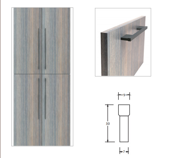 Modern Customized Brown 220mm Aluminium Drawer Handles