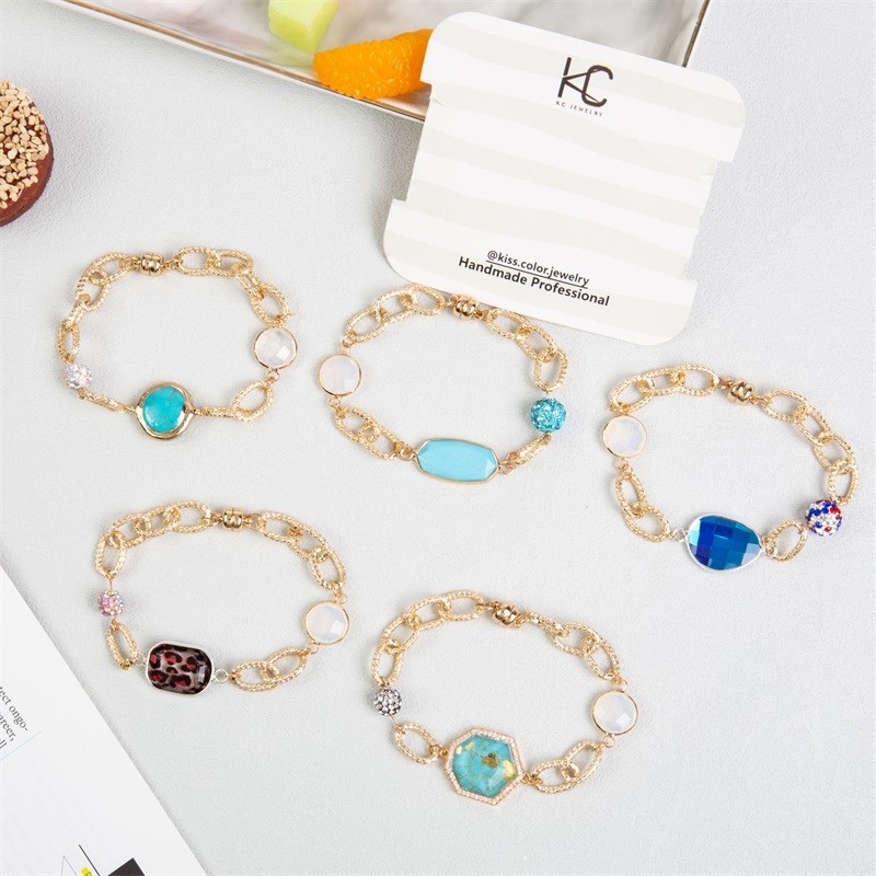 Silver Stars Natural Turquoise Anxiety Relief Bracelet