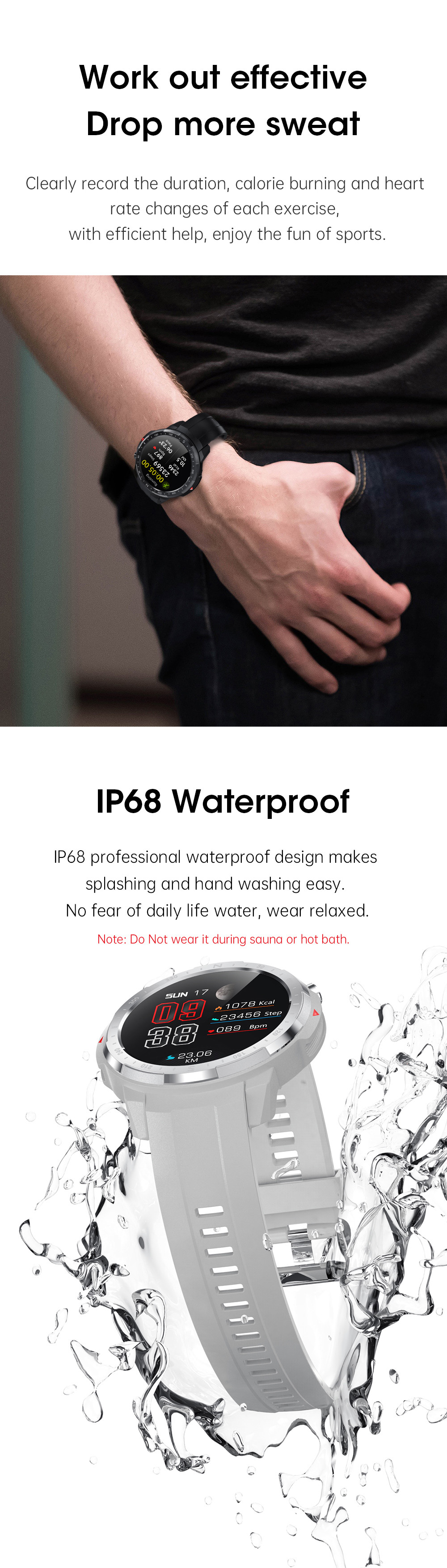 L20 BT Call IP68 Heart Rate Sleep Monitor Smart Watch Clip Charging Long Standby
