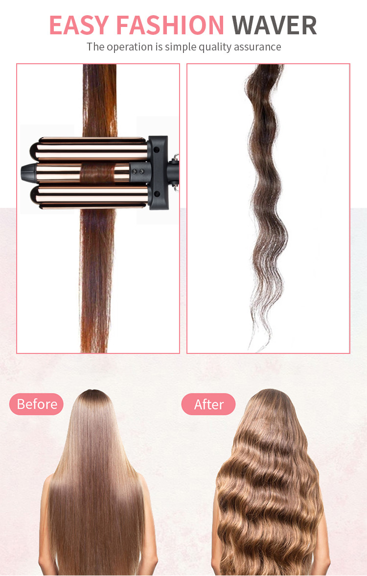 22mm Hot Tools 3 Barrel Waver Temperature Adjustable For Home