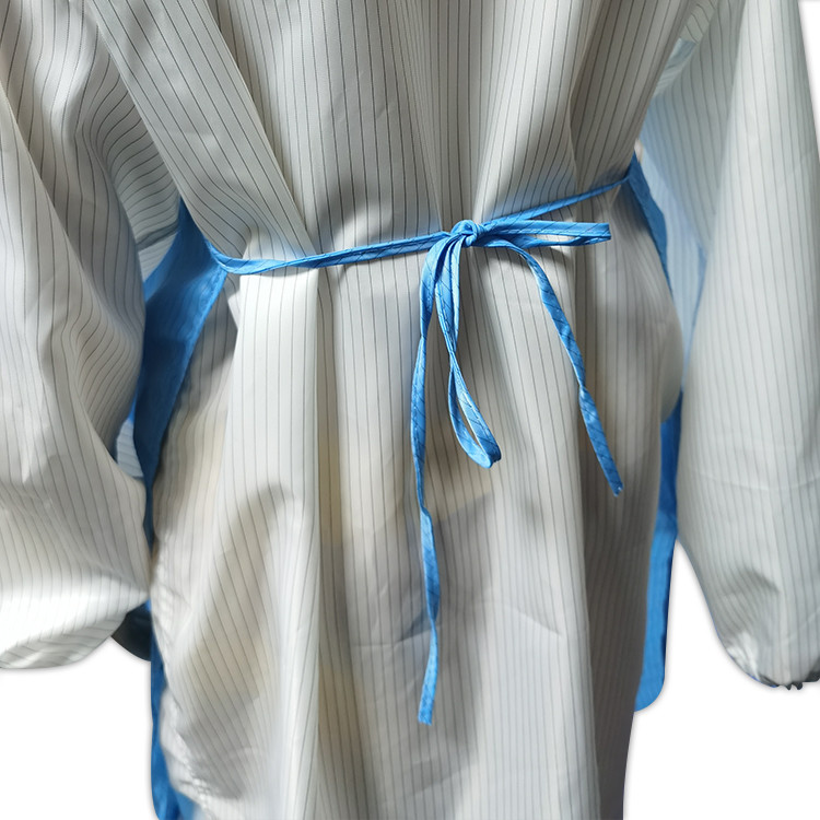 Unisex Cleanroom ESD Antistatic Apron With Waist Adjustment Belt