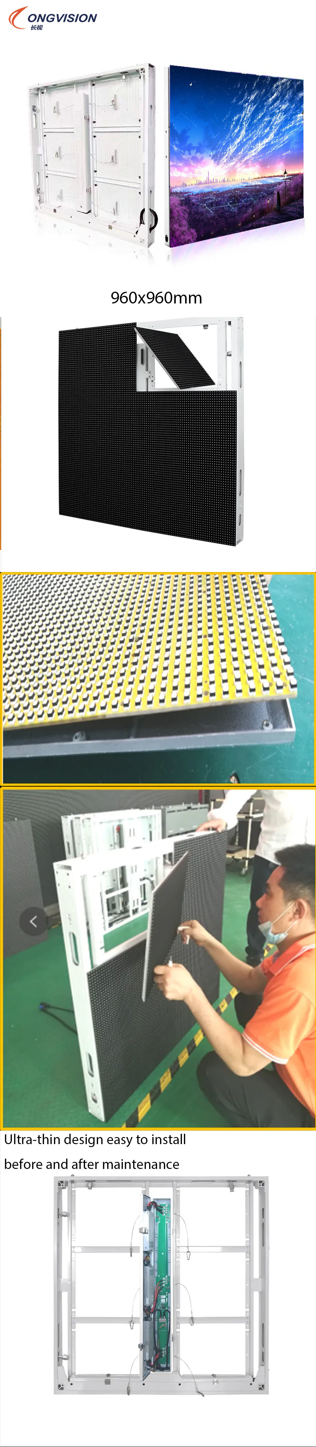 IP67 p10 outdoor led display 960*960mm Cabinet Common Cathode