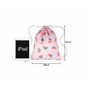 Customized Adjustable Strap Cotton Drawstring Backpack Unisex Pink Bag