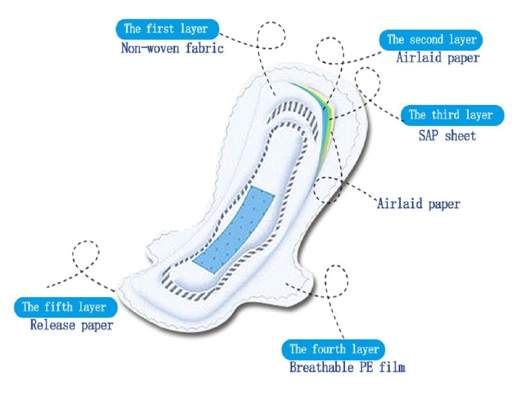 Day Use 245mm Waterproof PE Film Anti Leak Ladies Sanitary Pads