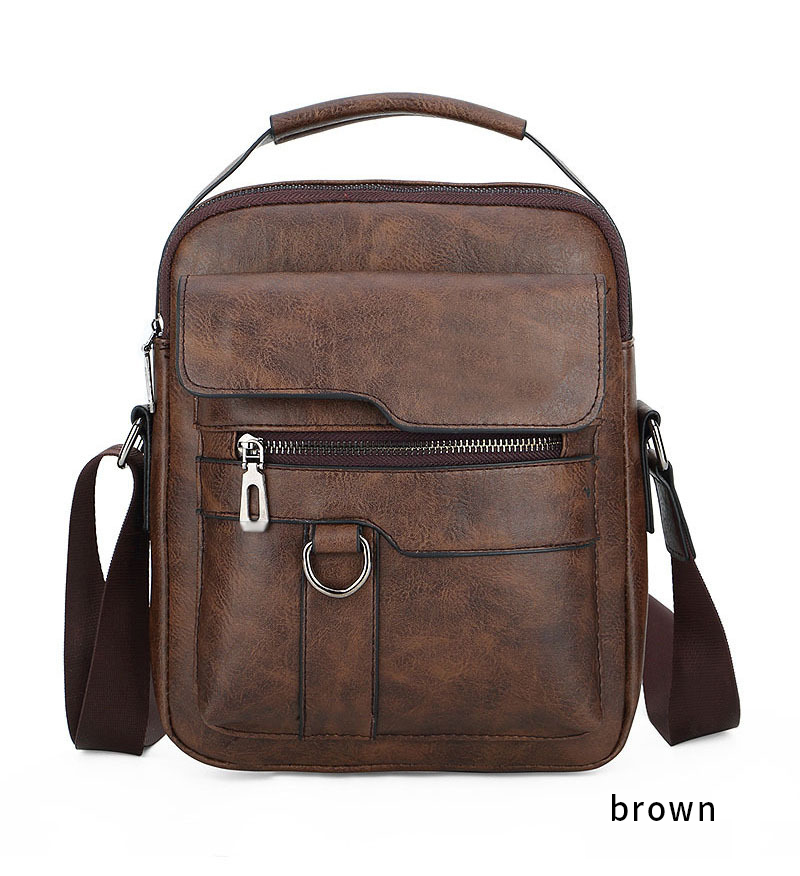 Customized LOGO Waterproof Mens Bags Vintage Style PU Leather Messenger Bag For Office