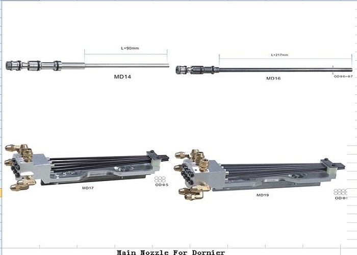 Main Nozzle Weaving Loom Spare Parts , Air Jet Loom Parts Long Service Life