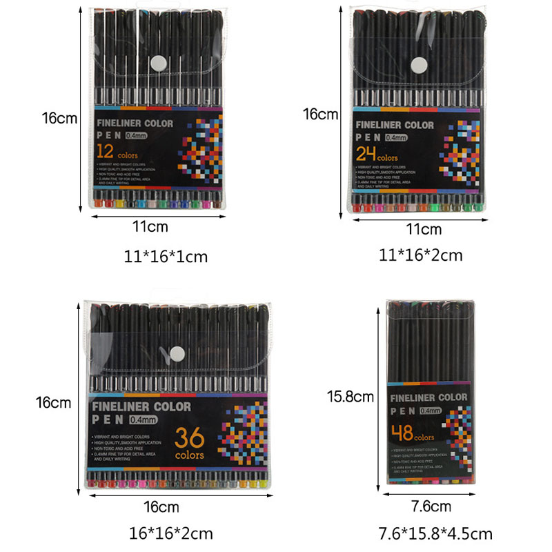 Watercolor Art Marker Pen Set of 12 Fine Point Markers for Writing and Fineliner Art
