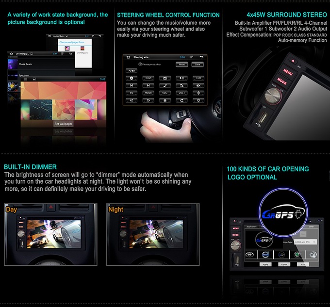 Ouchuangbo Auto GPS Radio Stereo Universal Car DVD Navi Multimedia Kit Android 4.2 System OCB-2816B