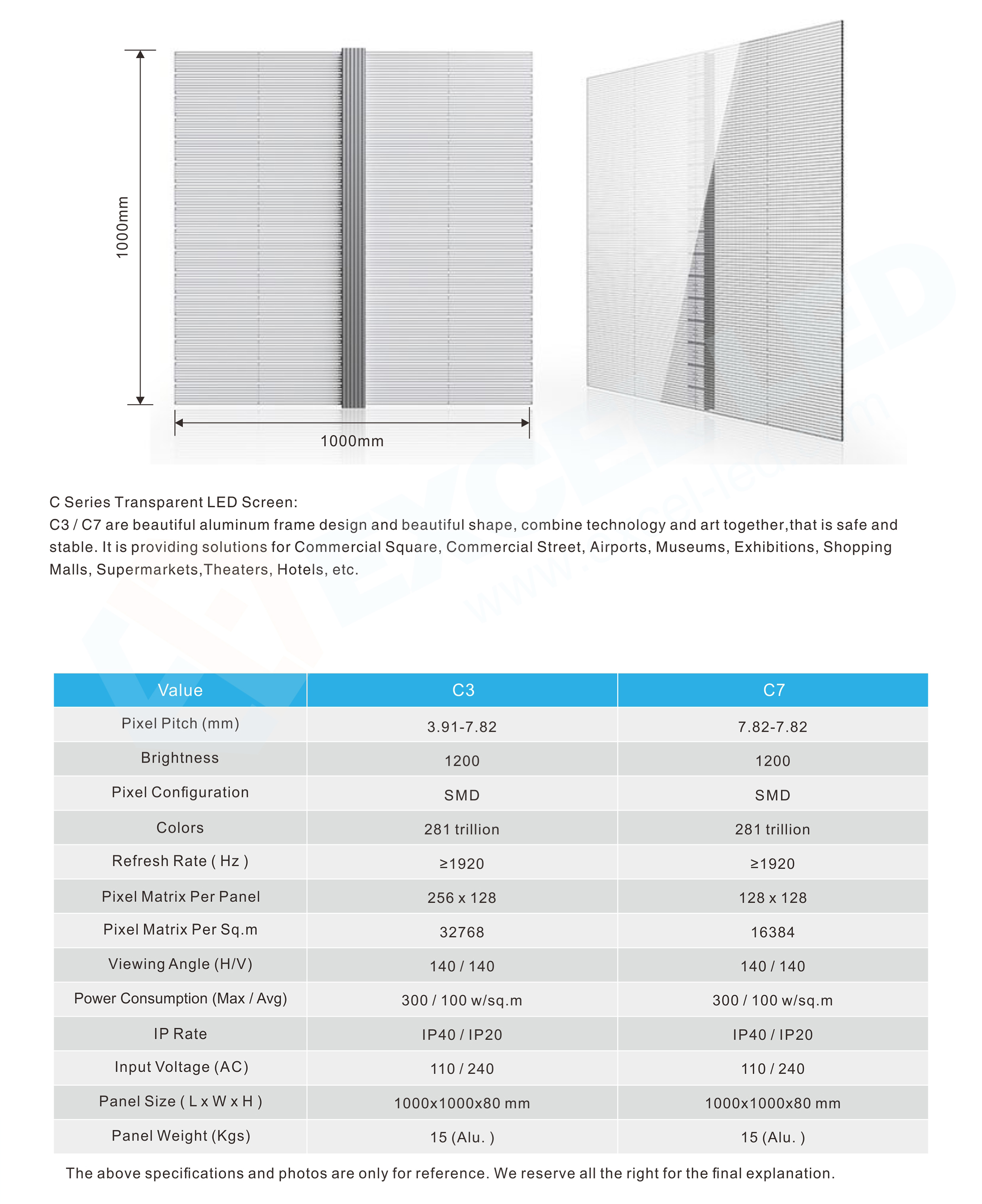 p3 High-transparent advertising display EXCEL LED