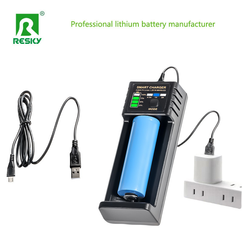 Li-ion Rechargeable Battery Charger 1 Slot 5V 2A For 18650 26650 18500 Battery