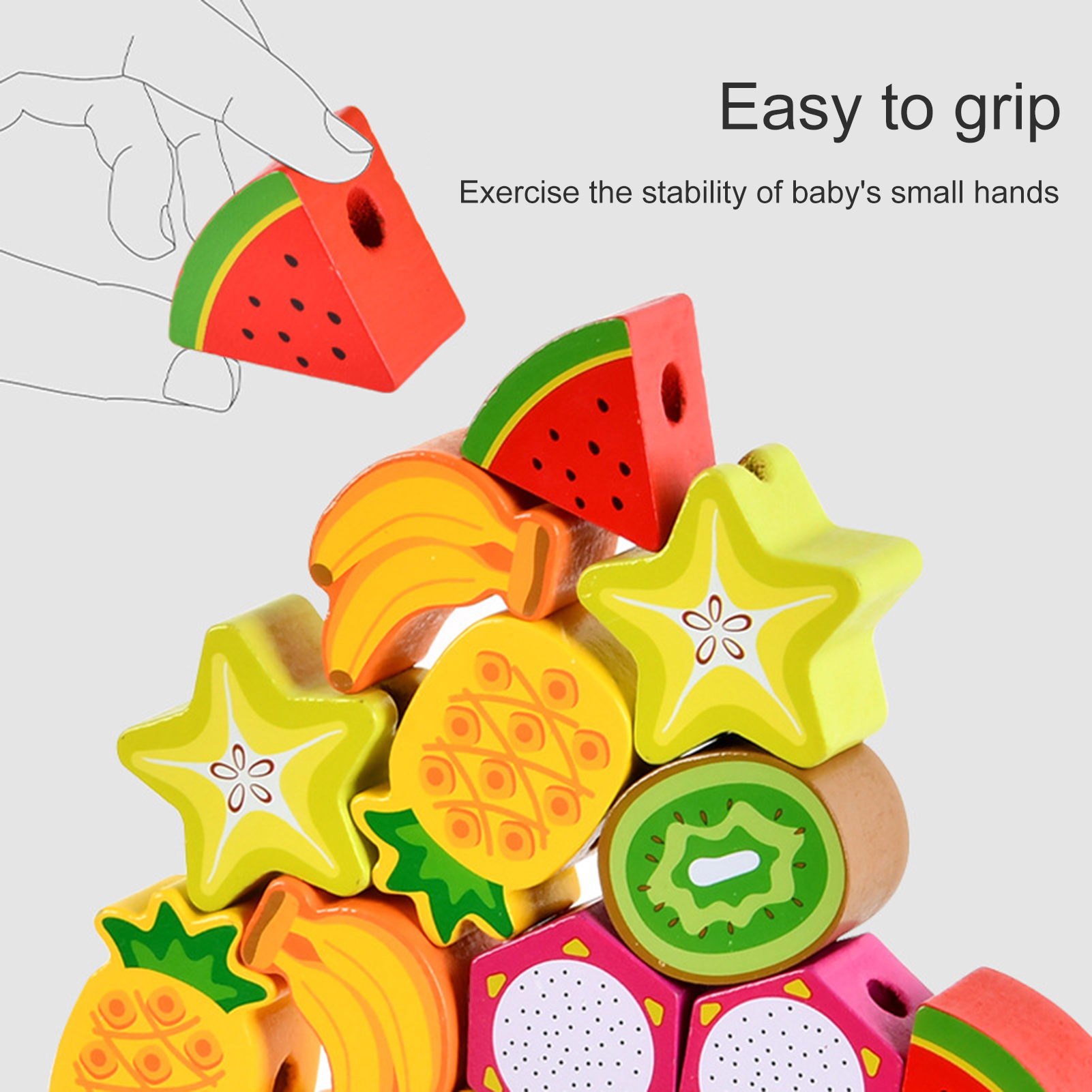 Wooden Stacking Balance Building Block Toys Cartoon Animal Hedgehog Fruit Blocks Balance Games Montessori Toys