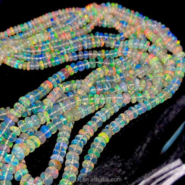 CZX 16inch Opal Beads 3mm to 5mm Size Beads Round Shape Stone Multi Fire