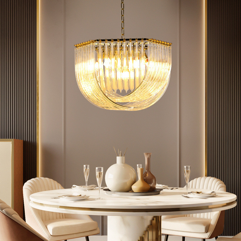 3000K Warm White Color Temperature Modern Pendant Light With Creative Water Wave Gold Chandelier