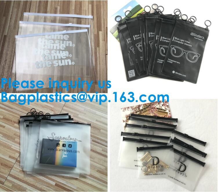 k Plastic Bags Packaging Custom Clear Poly Pvc Slider Zipper Bag, Standup Cosmetics Packaging PVC Slider Bag