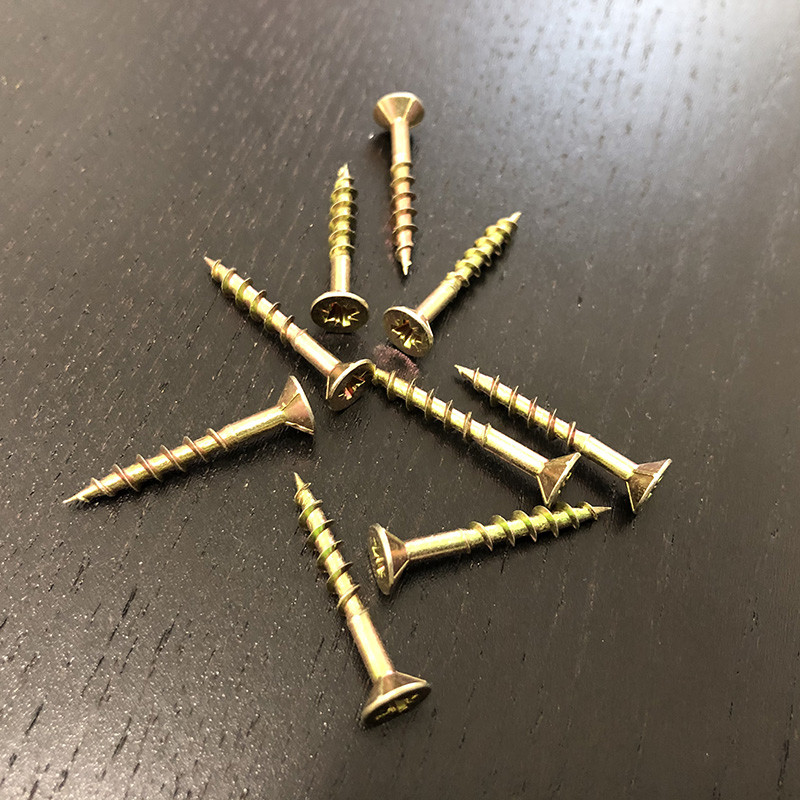 M4.0x30MM Hardened Carbon Steel Yellow Zinc Plated CSK Flat Head Pozidirv Chipboard Screw