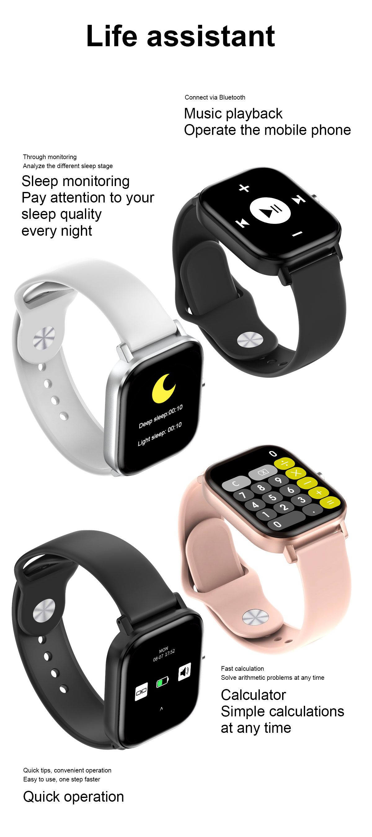 Smart Watch Men Calling 1.75 Inch 420*480P Screen Tracker Fitness Sport Women DT36 Smartwatch W26M