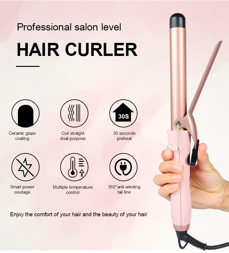 PTC 49W Ceramic Hair Curler , LCD Electric Hair Curling Iron
