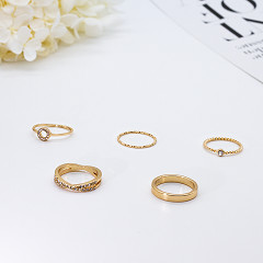 5pcs Titanium Wedding Ring Set Hug Adjustable Alloy Gold Moissanite Fashion Jewelry Rings