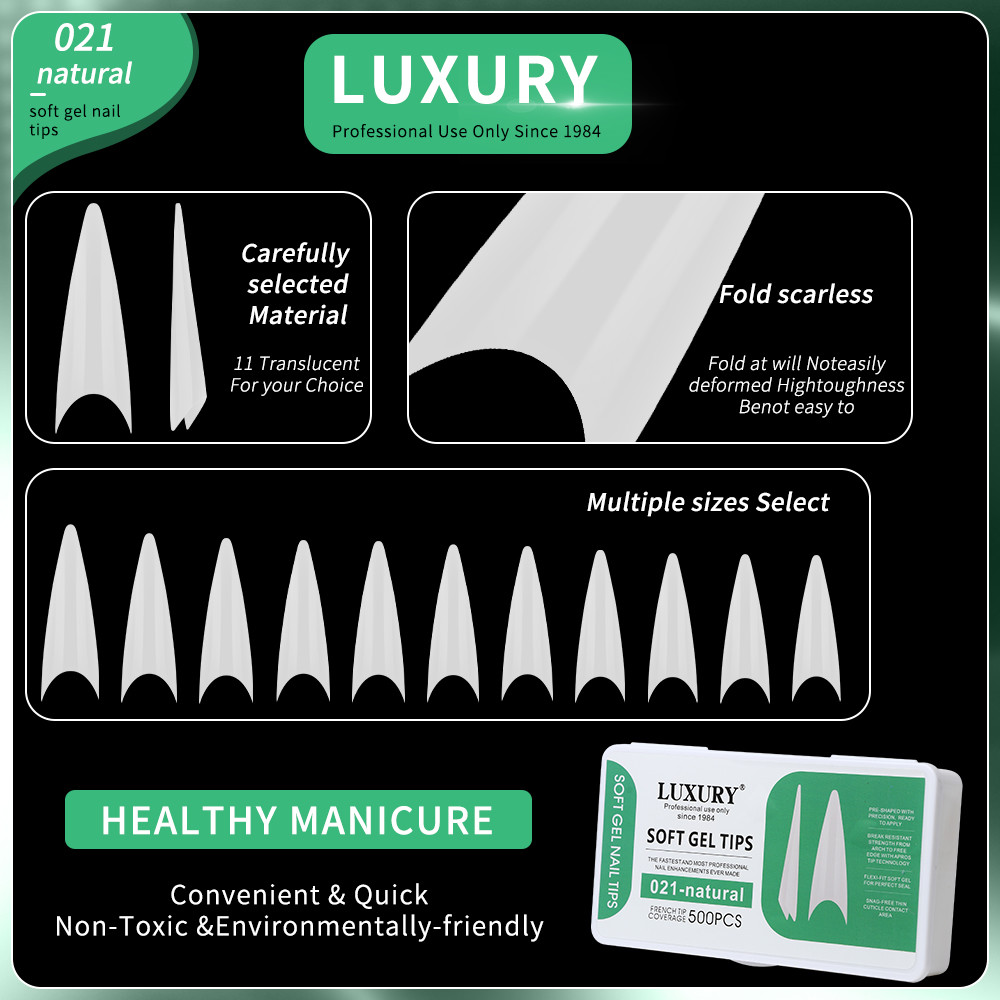 500pcs/Box Medium Square Shaped False Nails For Nail Extension Manicure Tools 11 Sizes
