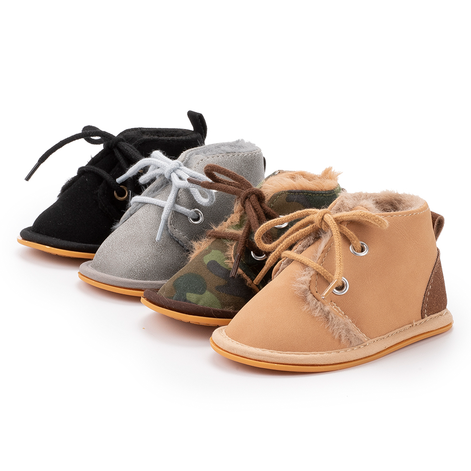 Rubber sole winter warm cotton Lace-up 0-2 years boy girl prewalker baby girl boots