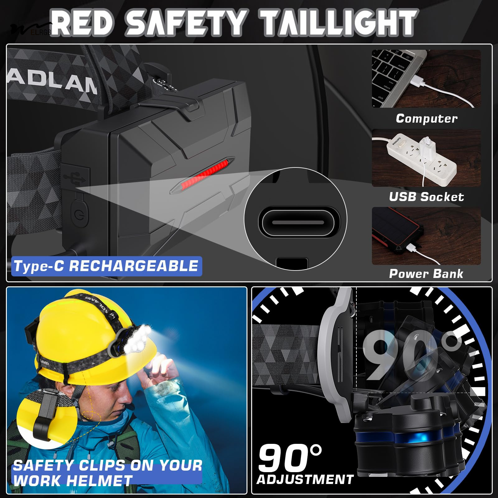 Auto CAD Layout Lighting Solutions Service Rechargeable Headlamp 18000 Lumens 8 Modes