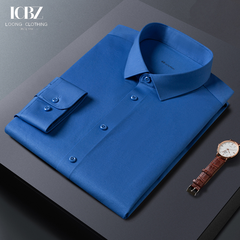 LCBZ Garment Men's Formal Shirts No Iron Elastic and 100% Cotton for Wrinkle-Free Wear
