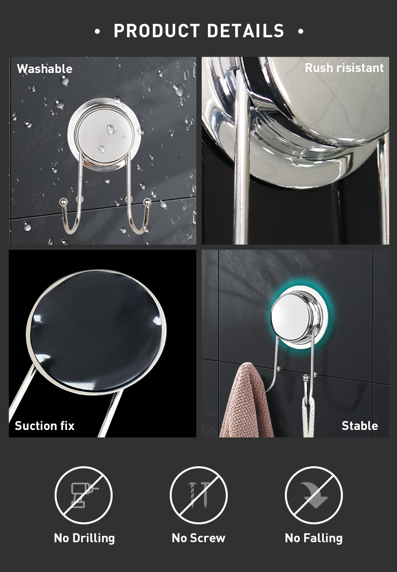 ODM Bathroom Hook Hanger ISO9001 Bath Hook Rack With ABS Rubber